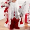 Decorator's Warehouse 20" Santa Figure Holding Silver Tree > Peppermint|Santas & Angels