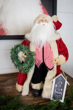 Decorator's Warehouse 16” Santa Figure "Tis The Season" Sign > Santas & Angels|Christmas Accents