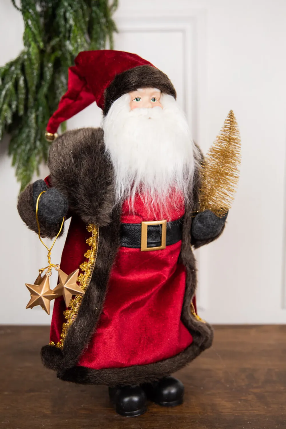 Decorator's Warehouse 19” Santa Figure with Stars & Tree > Santas & Angels|Christmas Accents