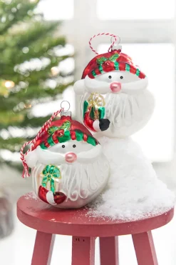 Decorator's Warehouse 5" Santa Head Glass Ornament > Christmas Decor|Christmas Ornaments