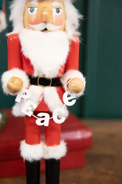 Decorator's Warehouse 15" Santa Nutcracker with Peace Garland > Nutcracker|Christmas Accents