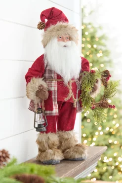 Decorator's Warehouse 18" Santa with Wreath & Lantern > Christmas Decor|Farmhouse