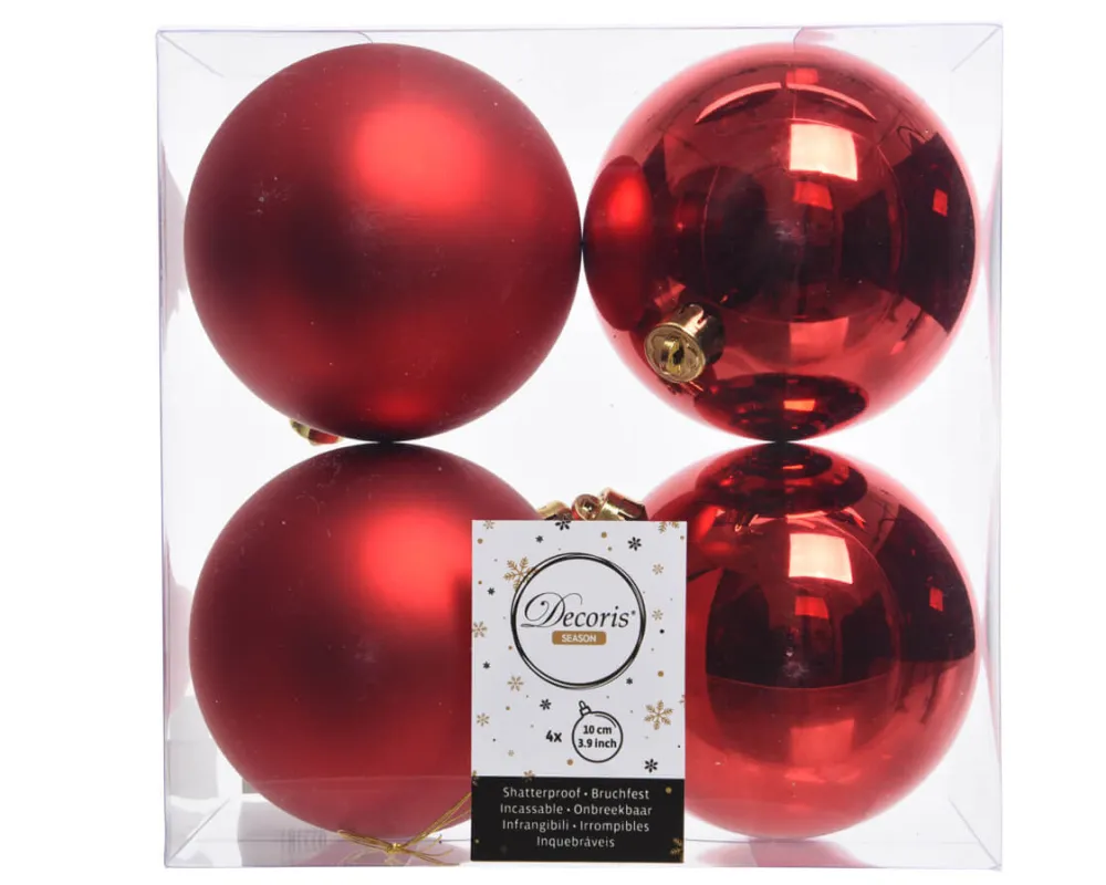 Decorator's Warehouse 3.9” Shiny/Matte Christmas Red Shatterproof Ornaments - Set of 4 > Cardinal|Nutcracker
