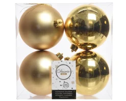 Decorator's Warehouse 3.9” Shiny/Matte Gold Shatterproof Ornaments - Set of 4 > Classic Christmas|Nutcracker