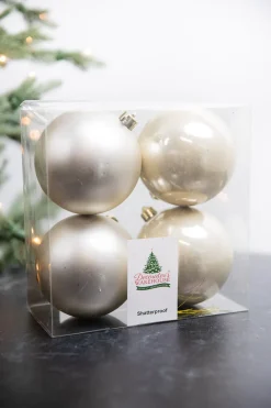 Decorator's Warehouse 3.9” Shiny/Matte Pearl Shatterproof Ornaments - Set of 4 > Boxed Sets|Christmas Decor