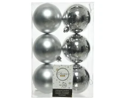 Decorator's Warehouse 3.1” Shiny/Matte Silver Shatterproof Ornaments - Set of 6 > White Christmas|Boxed Sets