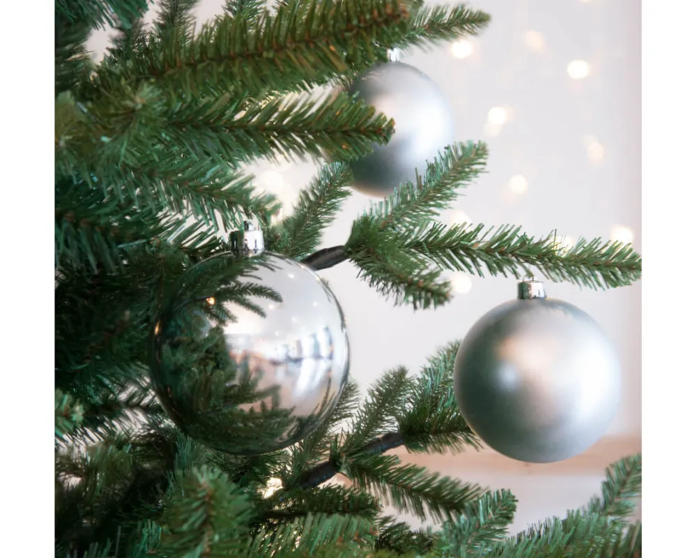 Decorator's Warehouse 3.9” Shiny/Matte Silver Shatterproof Ornaments - Set of 4 > White Christmas|Boxed Sets