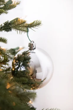 Decorator's Warehouse 3.9” Shiny/Matte Silver Shatterproof Ornaments - Set of 4 > White Christmas|Boxed Sets