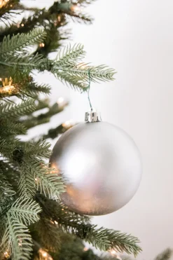 Decorator's Warehouse 3.9” Shiny/Matte Silver Shatterproof Ornaments - Set of 4 > White Christmas|Boxed Sets