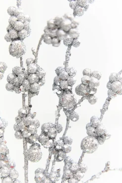 Decorator's Warehouse 26" Silver Glitter Berries Spray > White Christmas|2026 New Additions