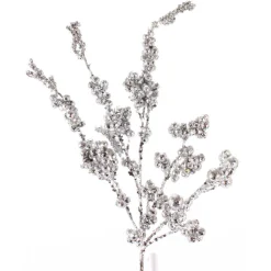 Decorator's Warehouse 18” Silver Glitter Dew Berry Spray > White Christmas|Christmas Sprays