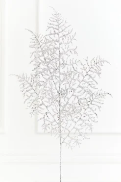 Decorator's Warehouse 35" Silver Glitter Fern Spray > White Christmas|Christmas Sale
