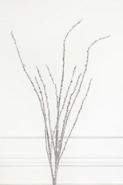 Decorator's Warehouse 40" Silver Glitter Twig Branch > White Christmas|Christmas Decor