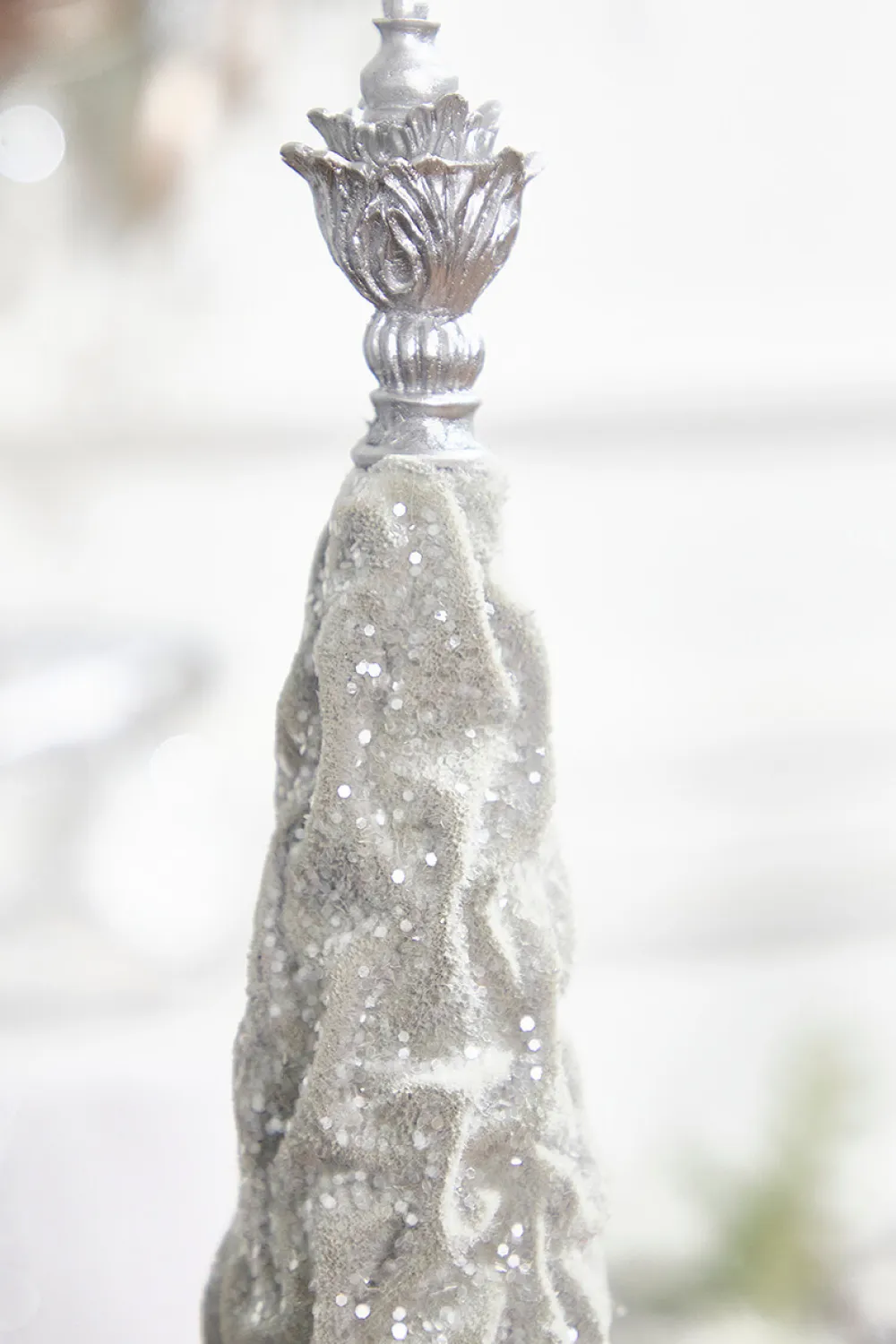 Decorator's Warehouse 19" Silver Gray Flocked Resin Tree > White Christmas|Tabletop & Accent Trees