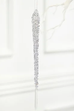 Decorator's Warehouse 10" Silver Icicle Glass Ornament > White Christmas|Christmas Decor