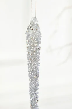 Decorator's Warehouse 10" Silver Icicle Glass Ornament > White Christmas|Christmas Decor