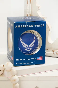 Decorator's Warehouse Silver Pearl 3 1/4" Ball with Silk Air Force Logo and Hymn > Christmas Ornaments|Christmas Ornaments