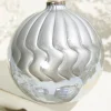 Decorator's Warehouse 5"- 6" Silver Pearlescent Glass Ornament > White Christmas|Red & Silver