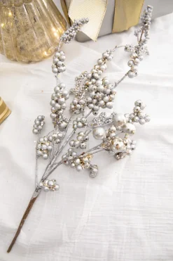 Decorator's Warehouse 18” Silver Platinum Dew Berry Christmas Spray > Christmas Sprays|Christmas Decor