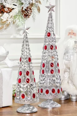 Decorator's Warehouse 24" Silver Red Wire Tree > Christmas Decor|Christmas Accents