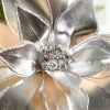 Decorator's Warehouse 24" Silver Retro Poinsettia Stem with Jingle Bells > Christmas Decor|Christmas Flowers