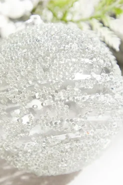 Decorator's Warehouse 4" Silver Sequin Iced Ball Ornament > White Christmas|Christmas Decor