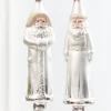 Decorator's Warehouse 8" Silver & White Glass Santa Ornament > White Christmas|Christmas Decor
