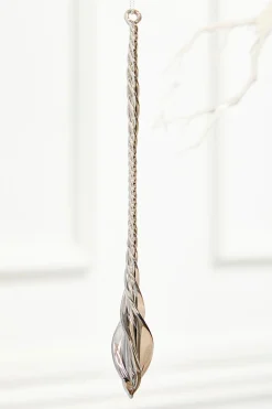 Decorator's Warehouse 10" Slate Gray Drop Glass Ornament > Red & Silver|Christmas Decor