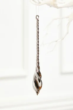 Decorator's Warehouse 8" Slate Gray Drop Glass Ornament > Red & Silver|Christmas Decor