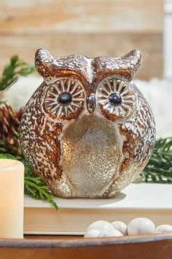 Decorator's Warehouse 6” Small Glass Owl figurine > Fall Decor|Winter Woodland