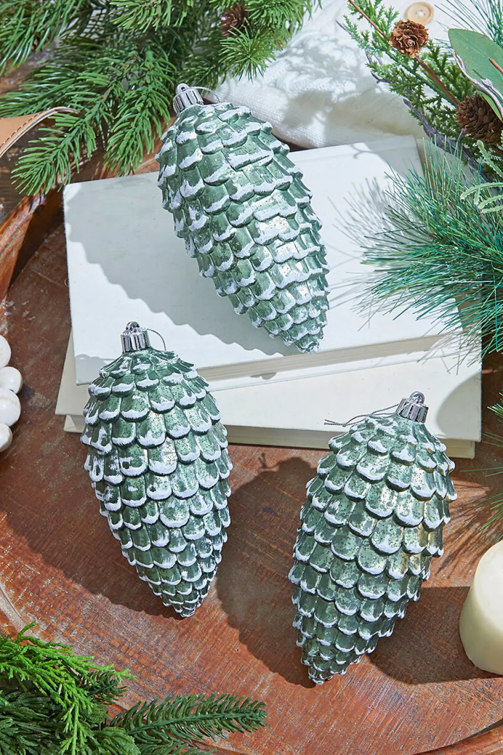Decorator's Warehouse 6.5" Snowed Pinecone Ornament - Set of 3 > Boxed Sets|Christmas Decor