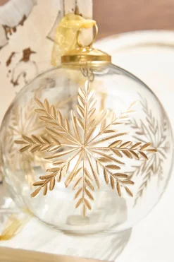 Decorator's Warehouse 5" Snowflake Glass Ornament- > Christmas Decor|Merry & Bright