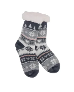 Decorator's Warehouse Snowflake, Tree & Heart Knit Thermal Slipper Socks with Non-Slip Grippers > Fun Gifts|Christmas Decor