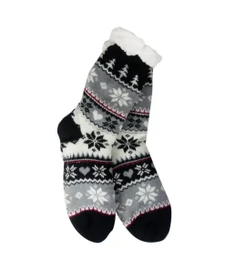 Decorator's Warehouse Snowflake, Tree & Heart Knit Thermal Slipper Socks with Non-Slip Grippers > Fun Gifts|Christmas Decor