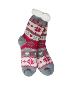 Decorator's Warehouse Snowflake, Tree & Heart Knit Thermal Slipper Socks with Non-Slip Grippers > Fun Gifts|Christmas Decor