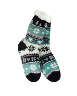 Decorator's Warehouse Snowflake, Tree & Heart Knit Thermal Slipper Socks with Non-Slip Grippers > Fun Gifts|Christmas Decor