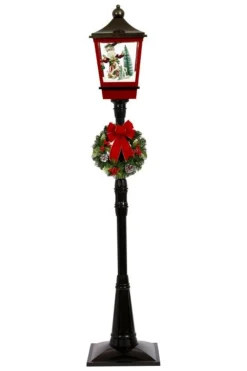 Decorator's Warehouse 72" Snowing Lamp Post with Elf and Rocking Horse - Mark Roberts > Mark Roberts