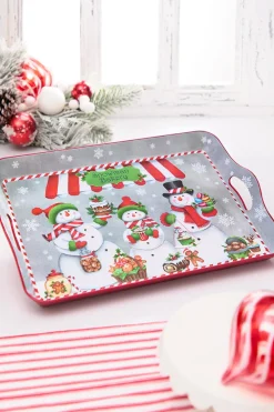 Decorator's Warehouse 17.3" Snowman Bakery Christmas Tray > Christmas Sale|Christmas Decor
