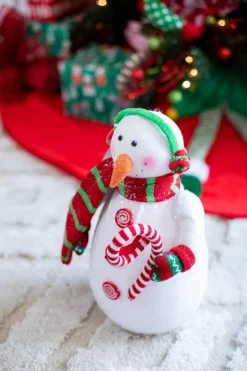 Decorator's Warehouse 15” Snowman with Candy Cane > Christmas Decor|Christmas Accents