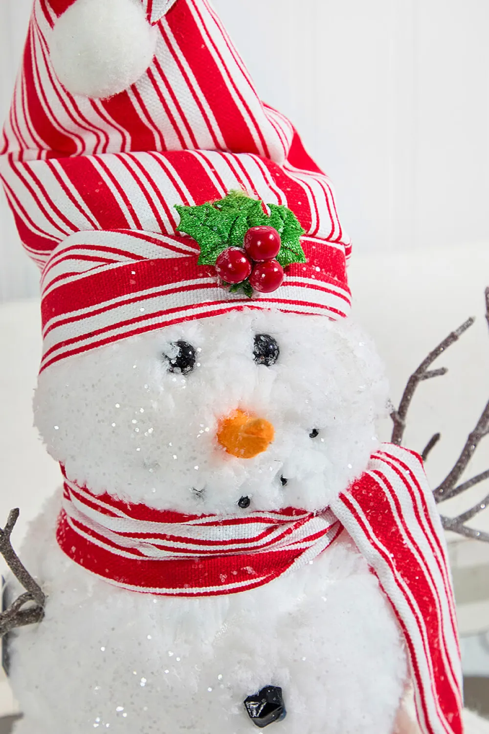 Decorator's Warehouse 12" Snowman with Stocking Cap - Red / Black > Christmas Decor|Christmas Accents