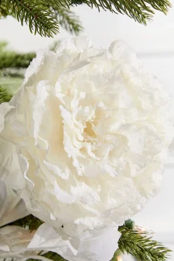 Decorator's Warehouse 27” Snowy Peony Spray > White Christmas|Santa'S Sweet Shoppe