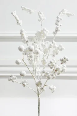 Decorator's Warehouse 18” Snowy White Glitter Dew Berry Christmas Spray > White Christmas|Christmas Sprays