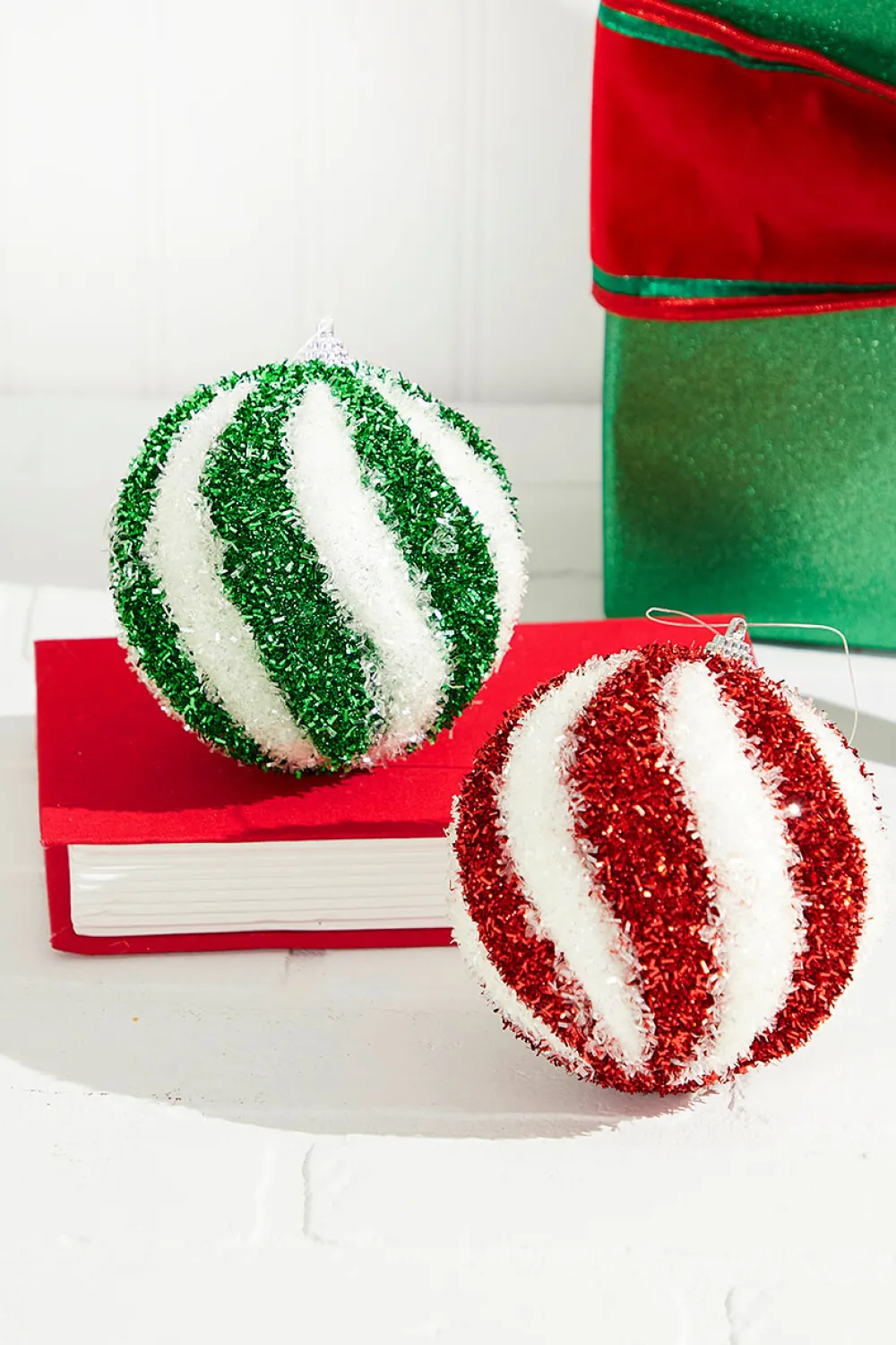 Decorator's Warehouse 4.5" Sparkle Swirl Candy Cane Ball Ornament > Christmas Ornaments|Christmas Decor