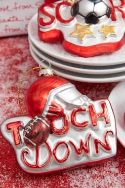 Decorator's Warehouse 4” Sports Ball Glass Ornament - Football > Christmas Decor|Personalized