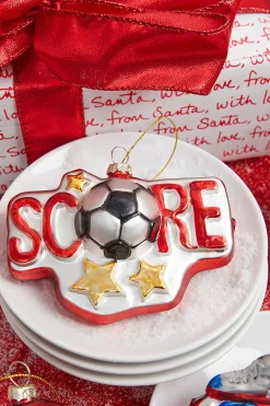 Decorator's Warehouse 4” Sports Ball Glass Ornament - Soccer > Christmas Decor|Personalized