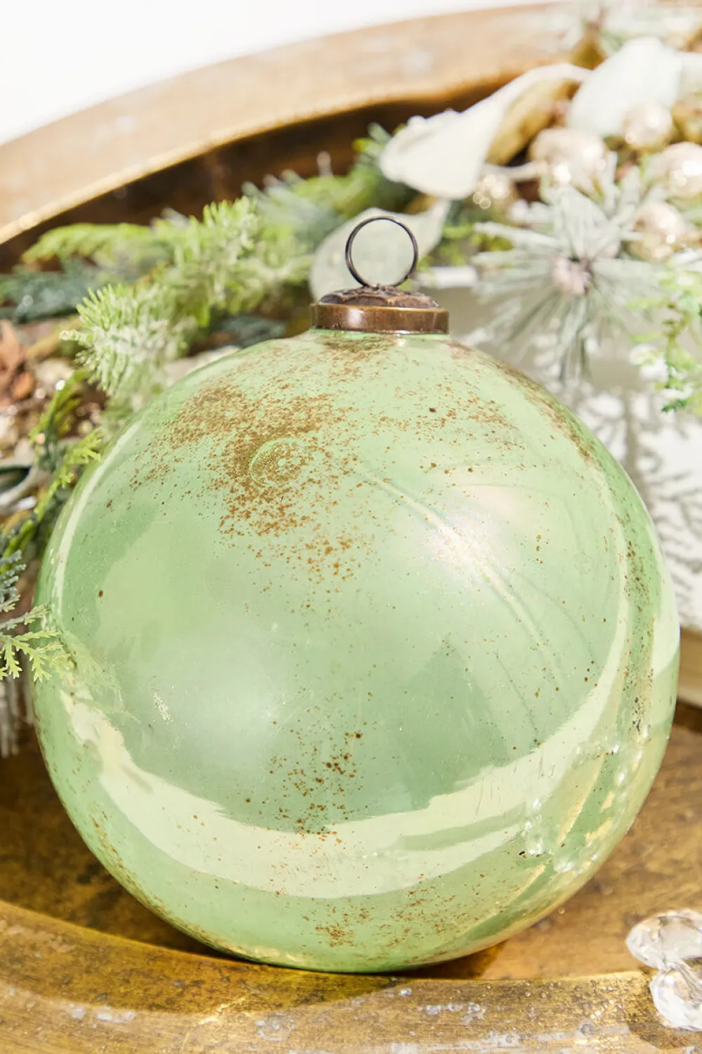 Decorator's Warehouse 6" Spruce Antique Finished Glass Ball Ornament > Christmas Decor|Christmas Ornaments