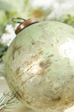 Decorator's Warehouse 4" Spruce Antique Foil Glass Etched Ball Ornament > Christmas Decor|Christmas Ornaments