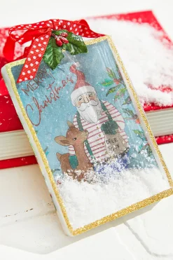 Decorator's Warehouse 5" Square Snowglobe Santa Ornament > Christmas Ornaments|Christmas Decor