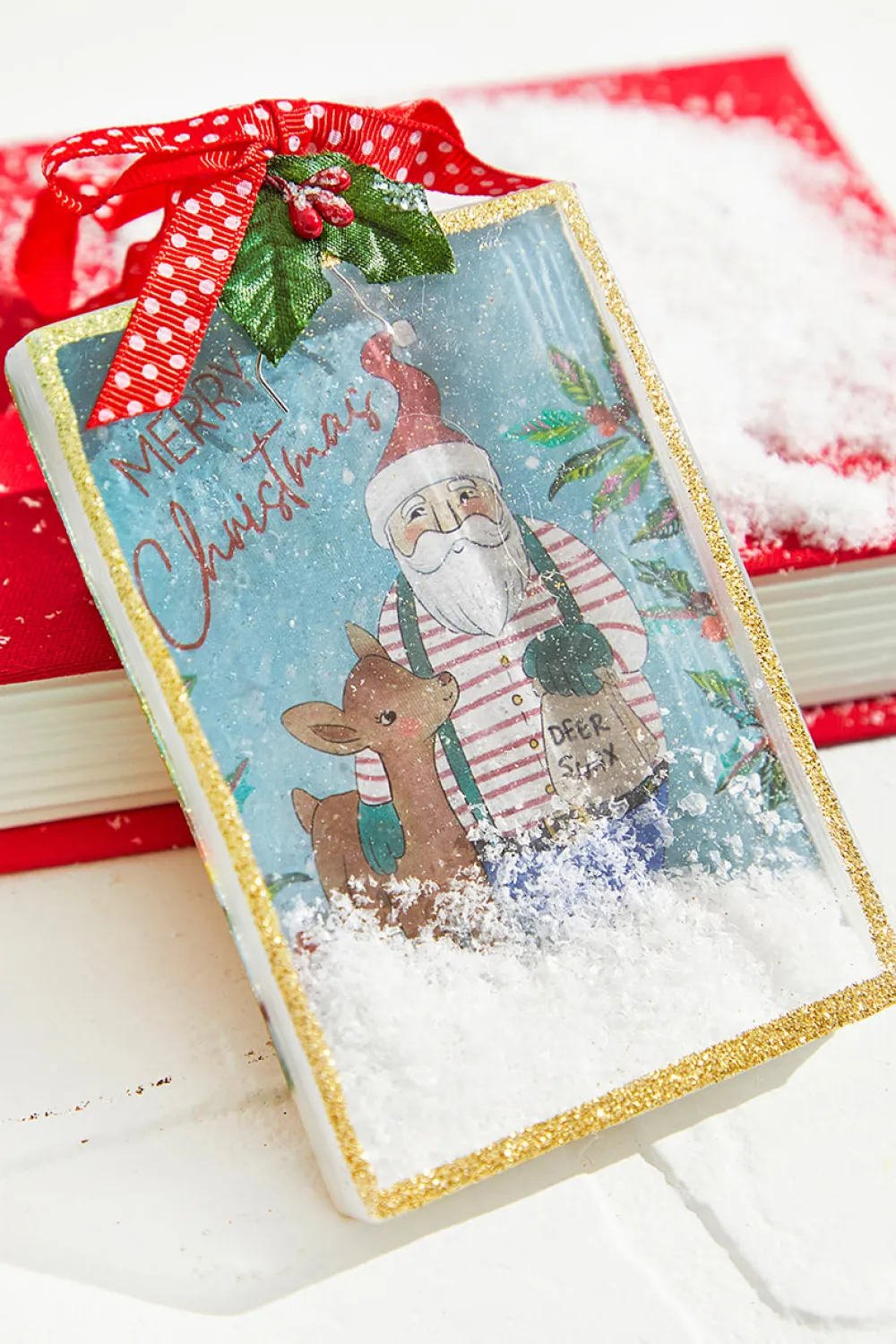 Decorator's Warehouse 5" Square Snowglobe Santa Ornament > Christmas Ornaments|Christmas Decor