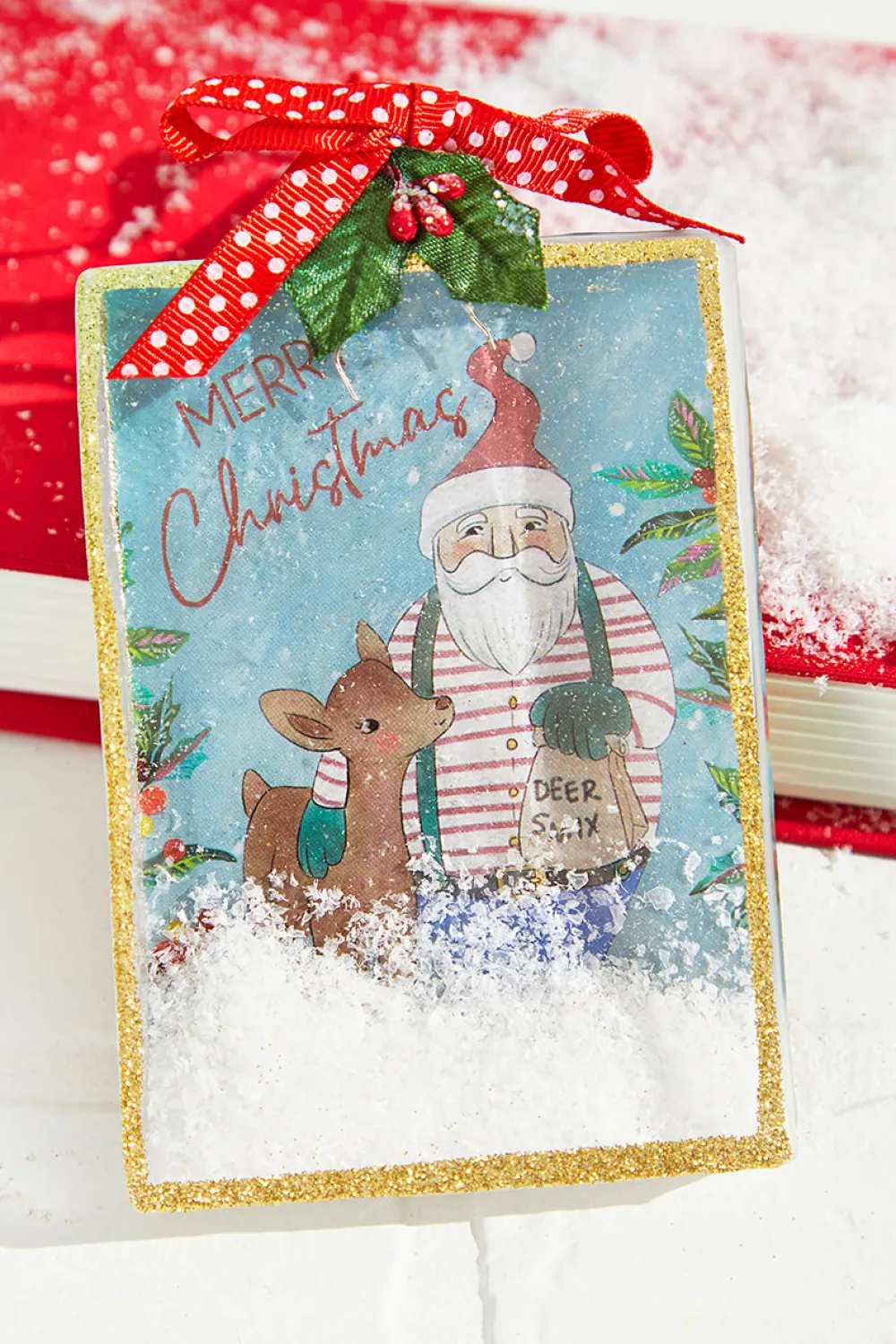 Decorator's Warehouse 5" Square Snowglobe Santa Ornament > Christmas Ornaments|Christmas Decor